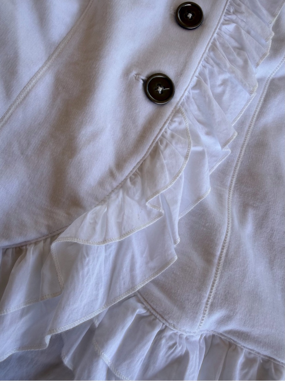 Christopher & Banks White Ruffle-Trim Button Jacket - Picture 3 of 12